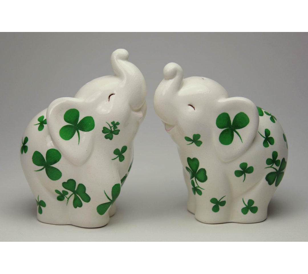 Cosmos Gifts Elephant with Shamrocks 2-Piece Salt & Pepper Set Cosmos Gifts