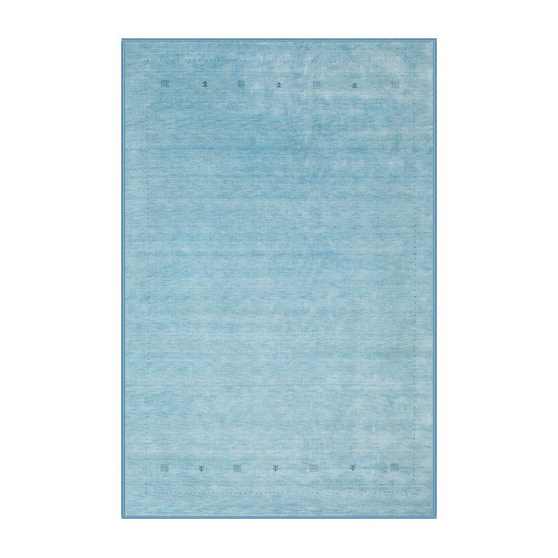 Tapis de zone bleu contemporain, Rectangle 3 pi x 5 pi