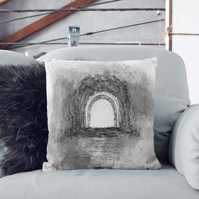 Square Cushion, Stone, 55cm H x 55cm W x 20cm D