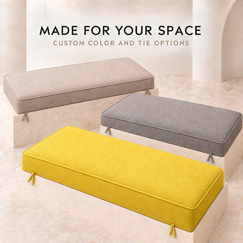 Coussin de siège de patio 3 po H 3 po, 20 x 27 pouces, Jaune