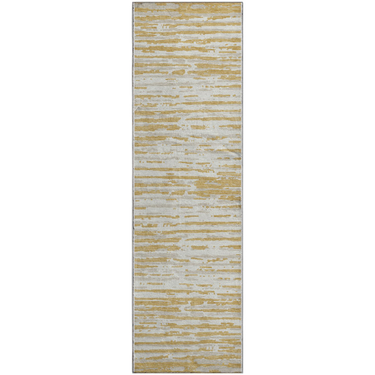Premium Machine Washable Prisco Gold Rug