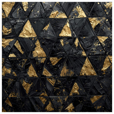 Black Gold Triangular Texture Wall Tapestry - Triangles Wall Decor