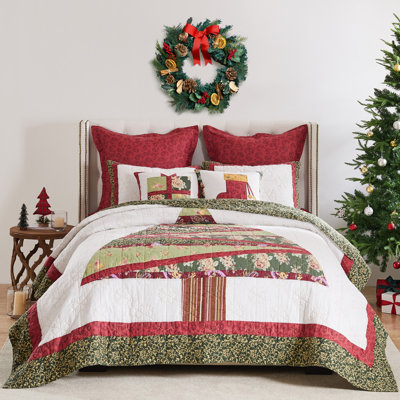 Ensemble de courtepointe 2 pièces Greenland Home Fashions Christmas Tree Holiday 68 x 88 + 20 x 26