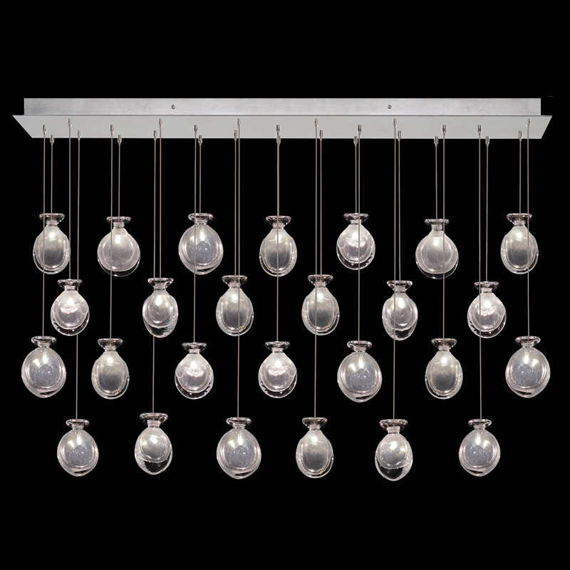 Luminaire suspendu rectangulaire l 54 po Essence, Transparent, Argent