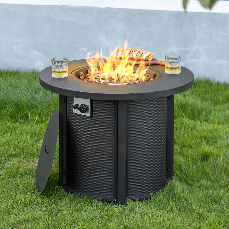 Table de foyer d'extérieur au propane 30 po avec couvercle et pierres de lave