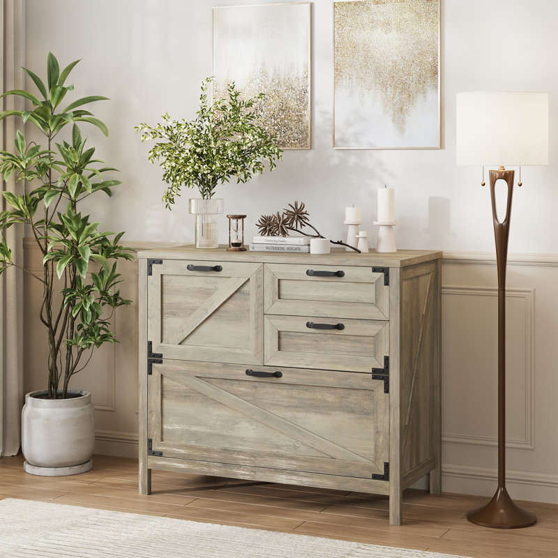 Lateral File Cabinet With 4 Drawers, Gray