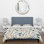 Ensemble de housse de couette Floral - sérénité blanche et bleue