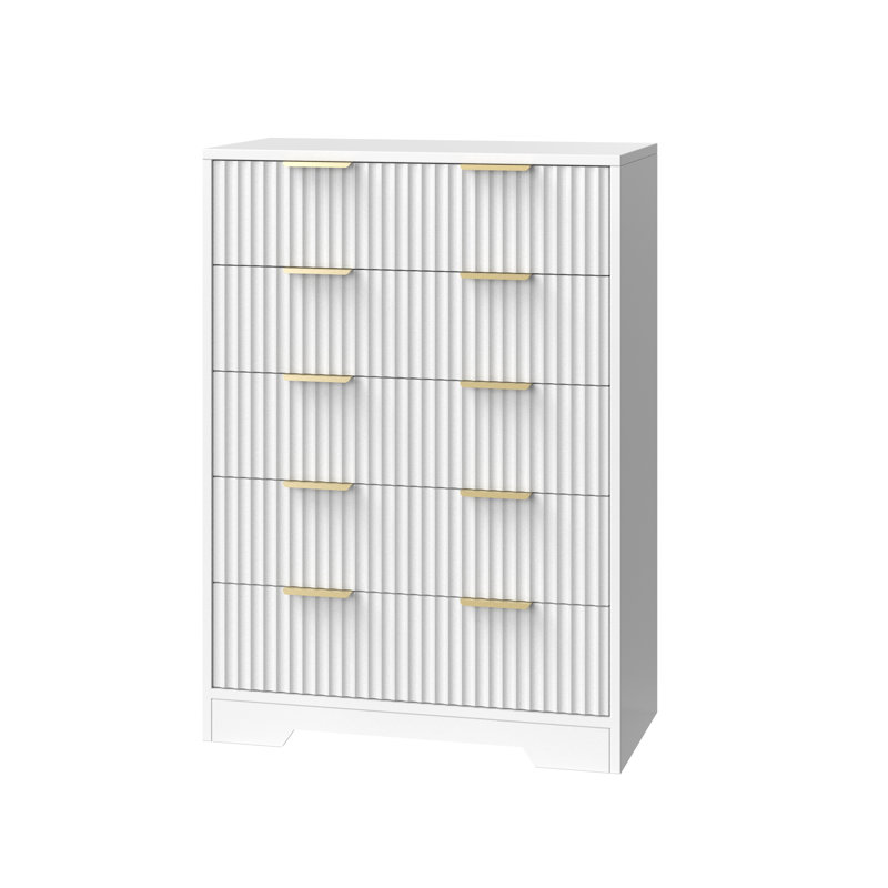 Commode 5 tiroirs cannelée en bois