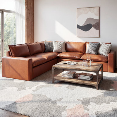 101.5" L-Shaped Faux Leather Sectional Sofa, 5-Seat Brown Leather Couch with Removable Back Cushions, Modern Corner Sofa for Living Room, Deep Seating, Pet-Friendly & Easy to Clean