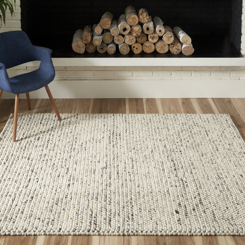 Tapis ivoire à motif abstrait tissé à plat à la main Amalda, Rectangle 5 pi x 7 pi