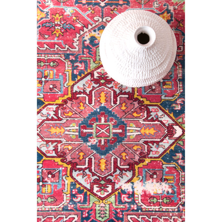Tapis rouge / rose / bleu / bleu sarcelle Knute Dynasty