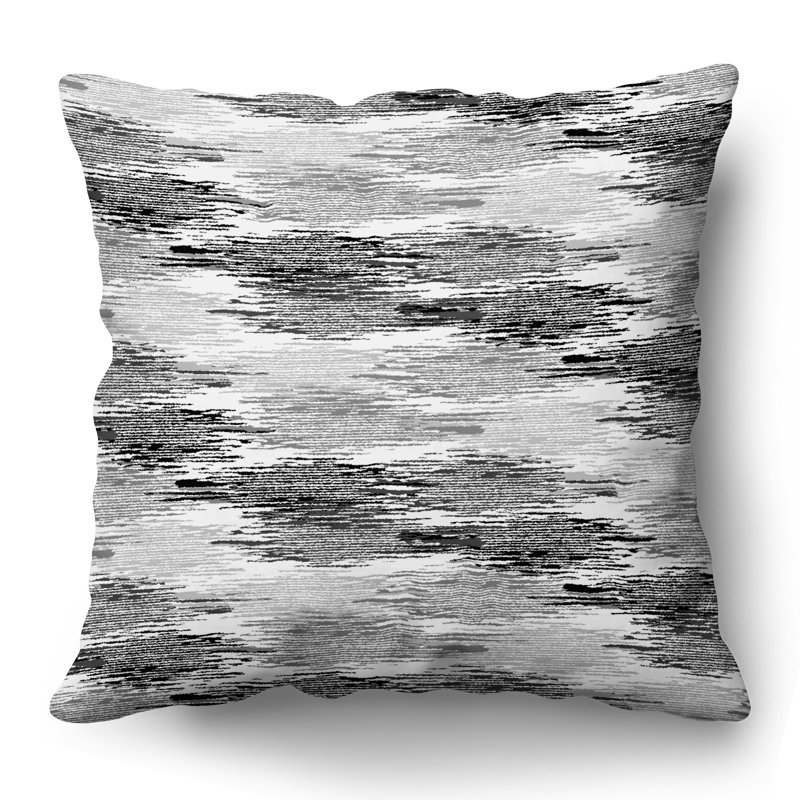 Coussin décoratif abstrait en polyester de qualité supérieure, Noir, noir, noir, noir, H 18 po x l 18 po