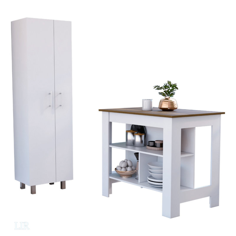 Ensemble de cuisine à 9 tablettes, 2 portes et 2 portes, îlot de cuisine et garde-manger, îlot de cuisine