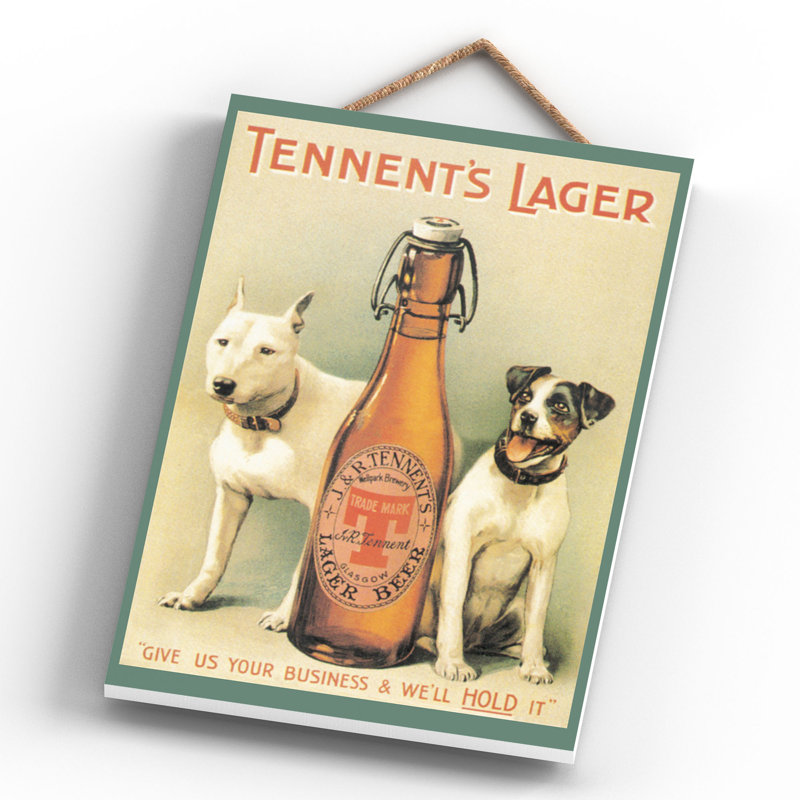Tennent's Lager Vintage Retro Poster Design On Wooden Plaque