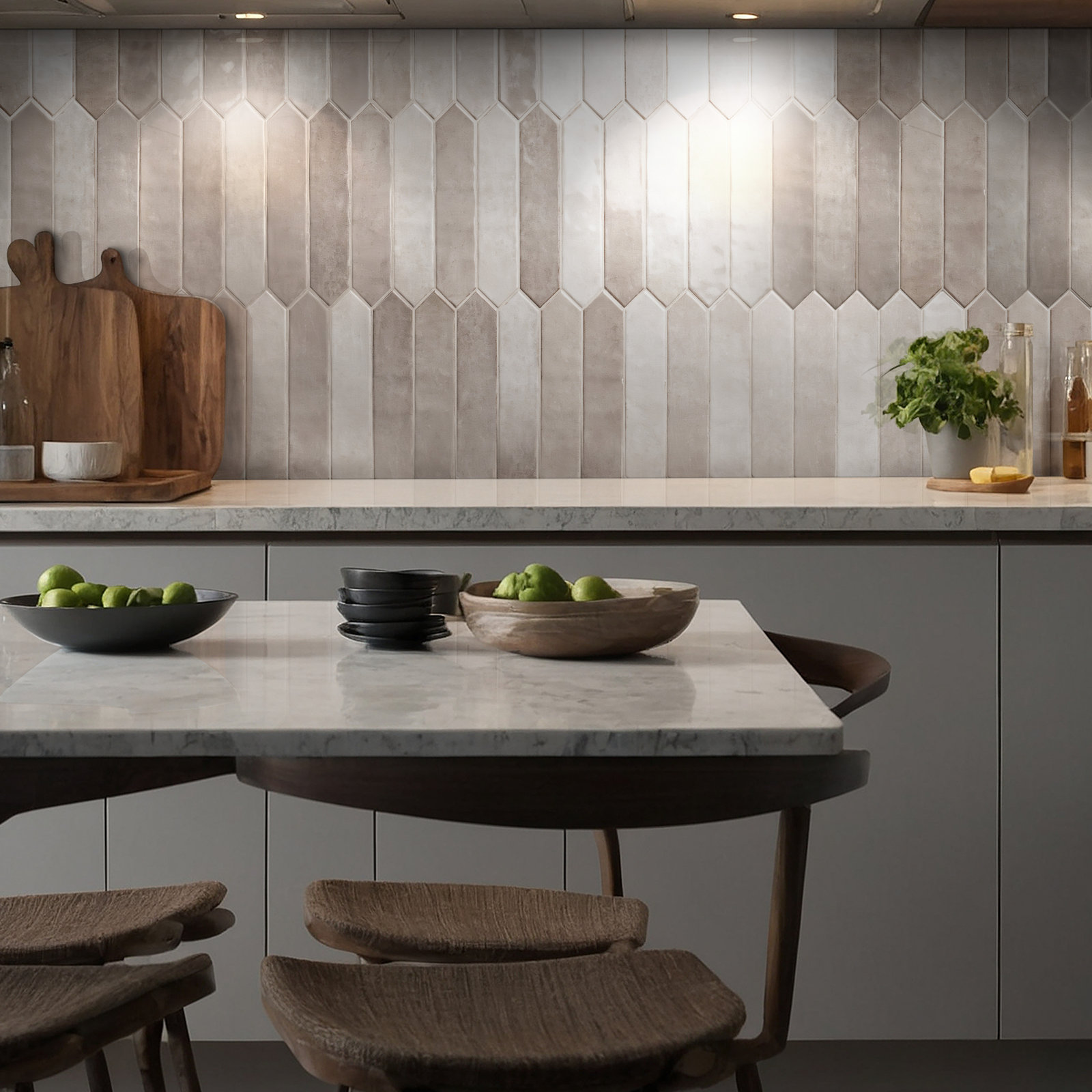Renzo Ceramic Picket Wall Tile, Sterling