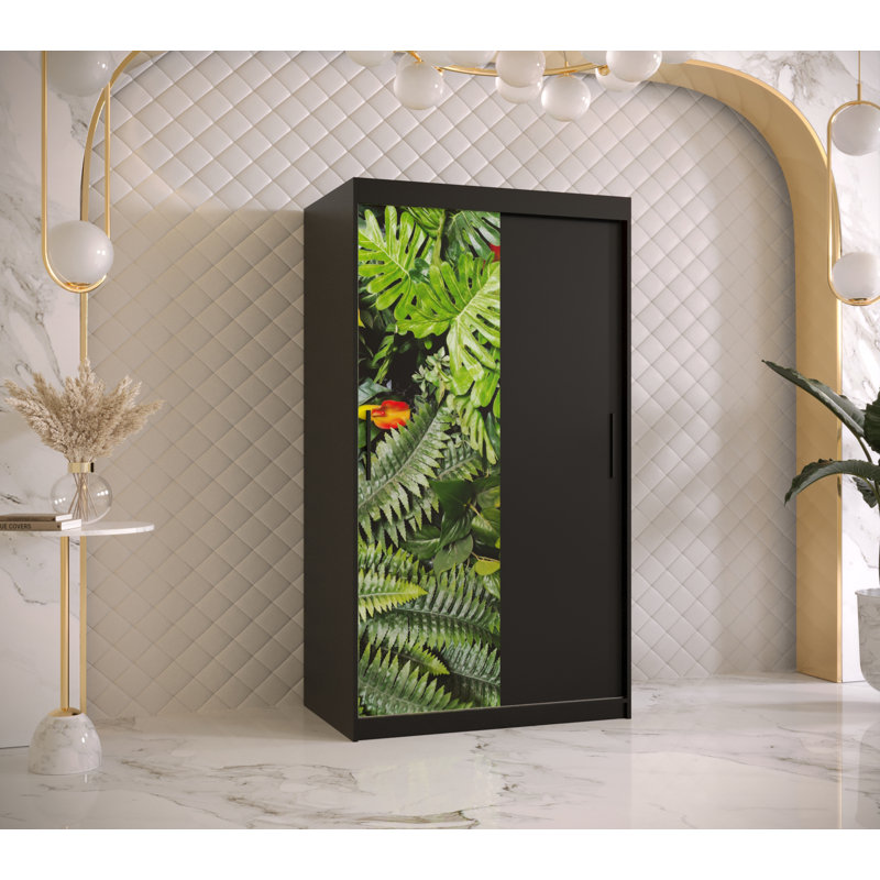 Maheen Manufactured Wood Wardrobe, 200cm H x 100cm W x 62cm D, Black