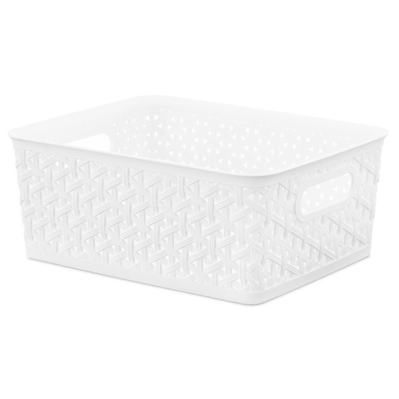 Whitmor Resin Form Half Basket, White, Small