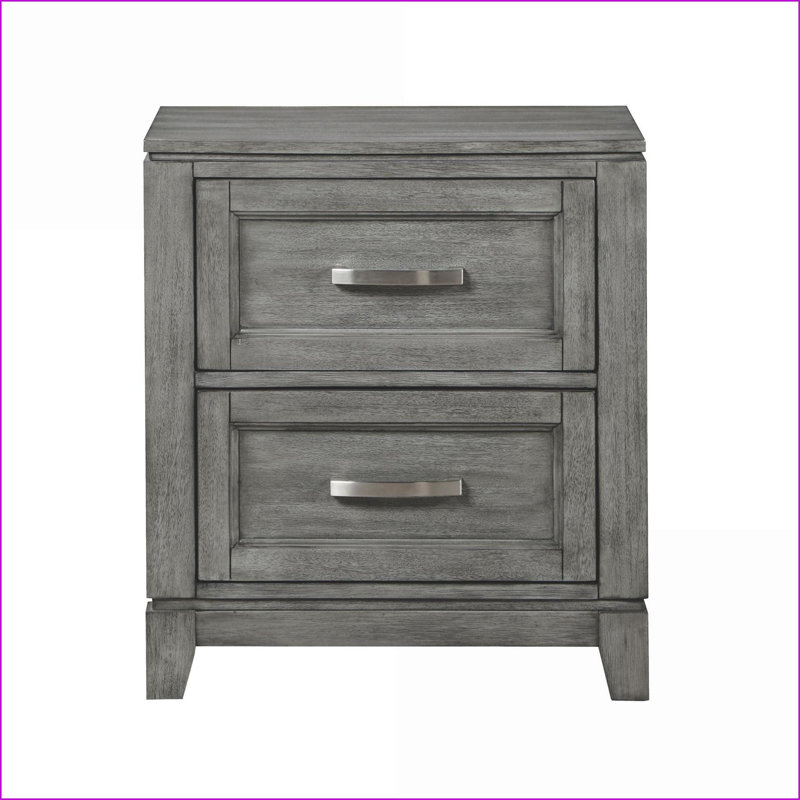 Mobilier de chambre en bois gris à 2 tiroirs avec table de chevet