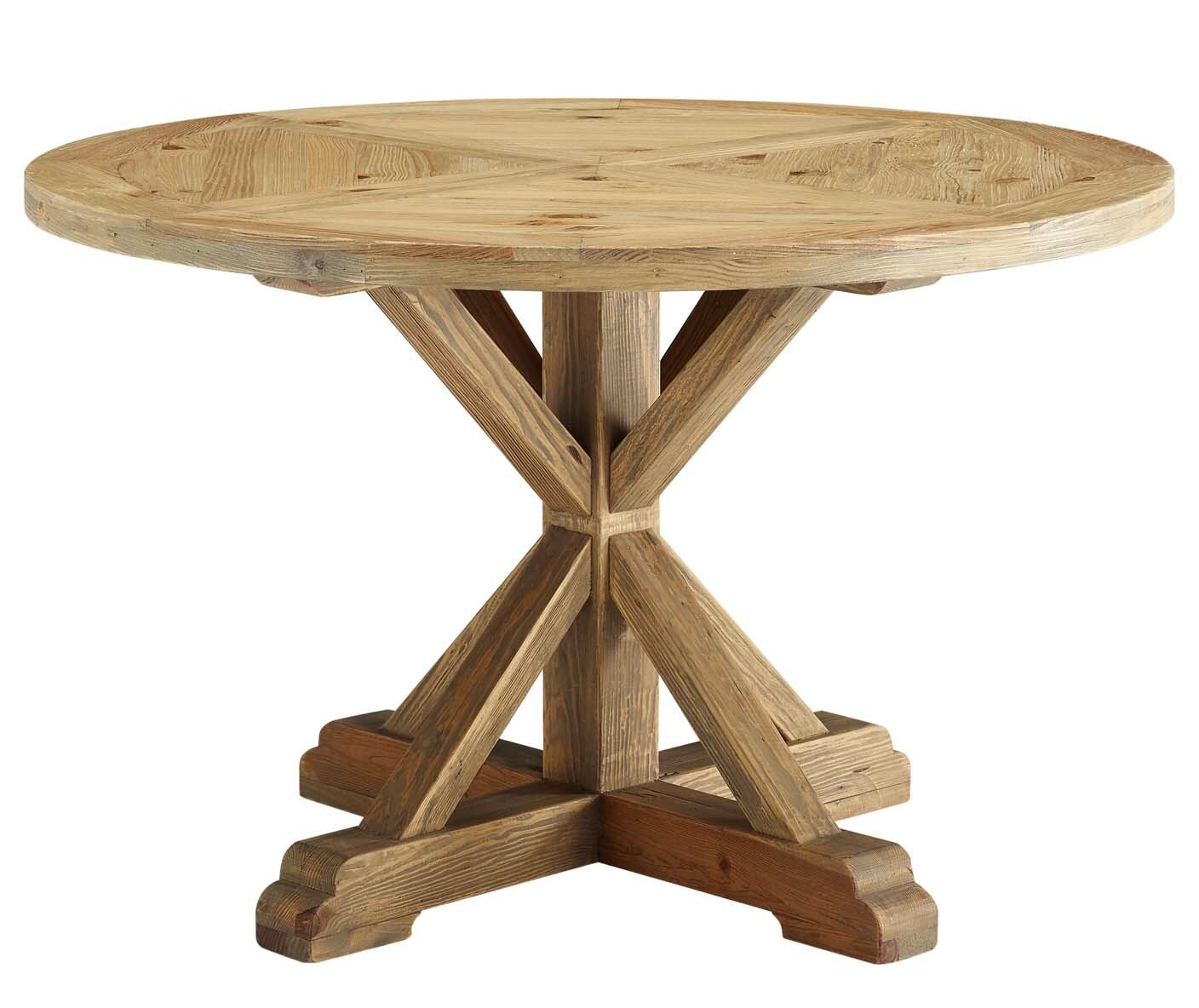 Column Round Pine Wood Dining Table