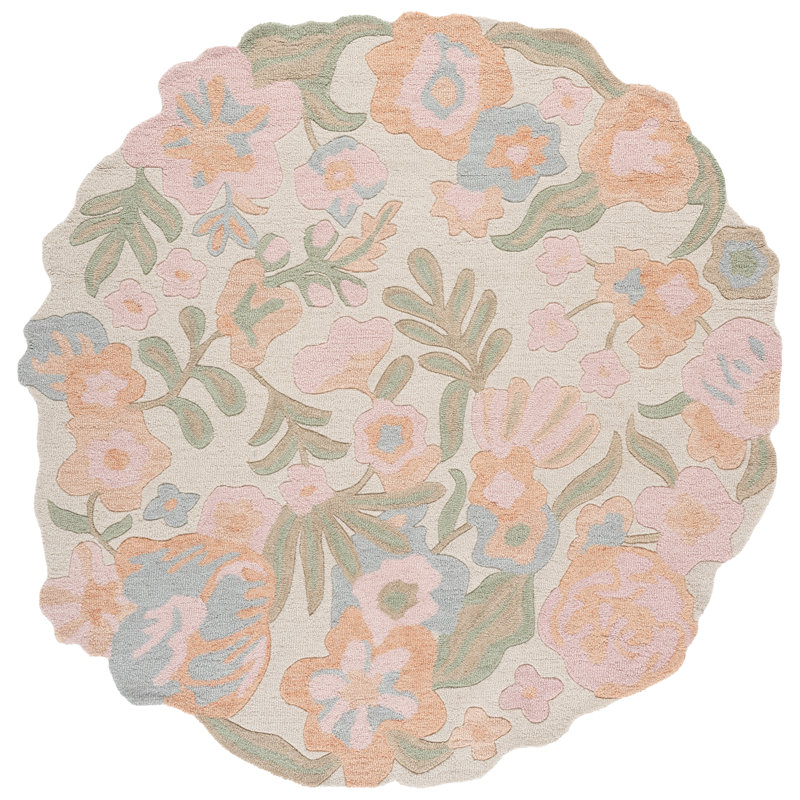 Jardin Hand Tufted Wool;Cotton Floral Indoor Rug, Round 6'