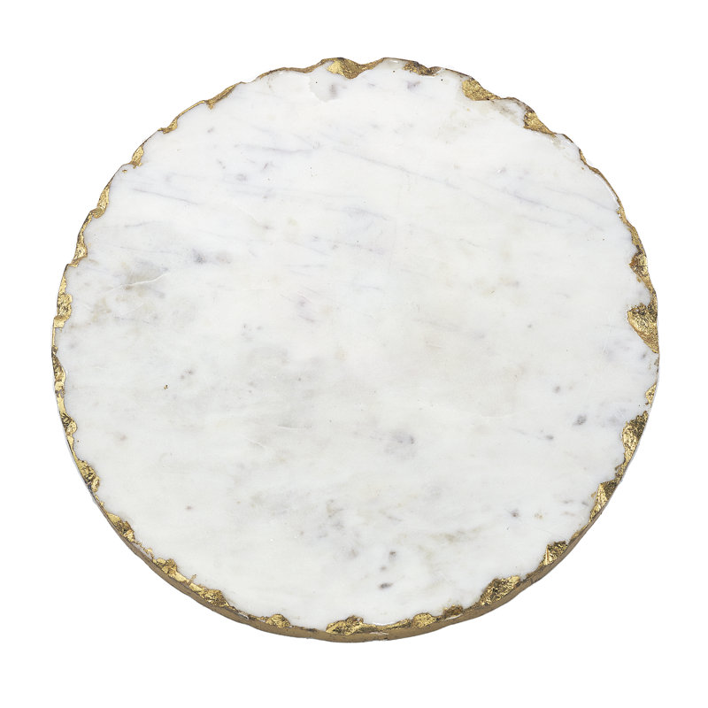 Alina Marquise Gold Raw Edge Marble Lazy Susan