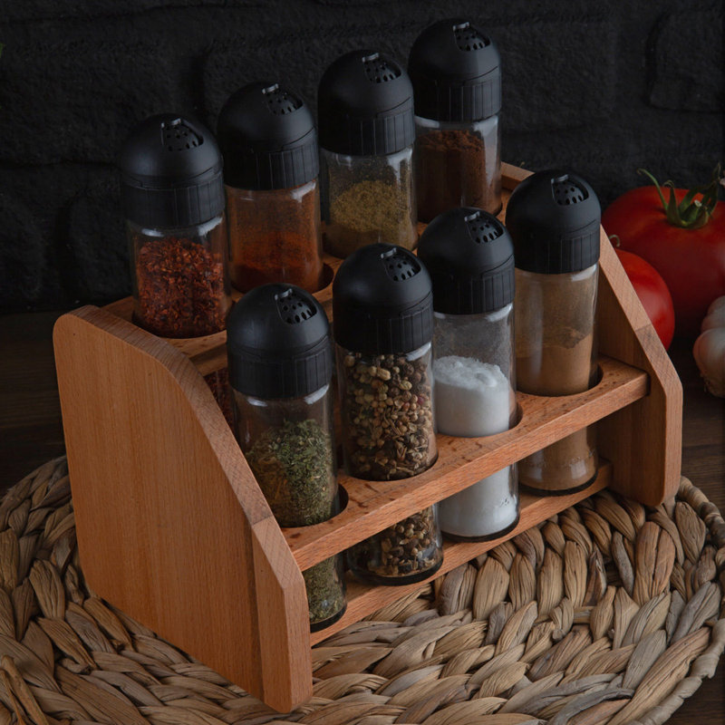 Ensemble de 8 pots et support à épices