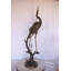 Crane Standing On A Branch Bronze Statue Fountain - Size: 13"L X 7"W X 43"H.