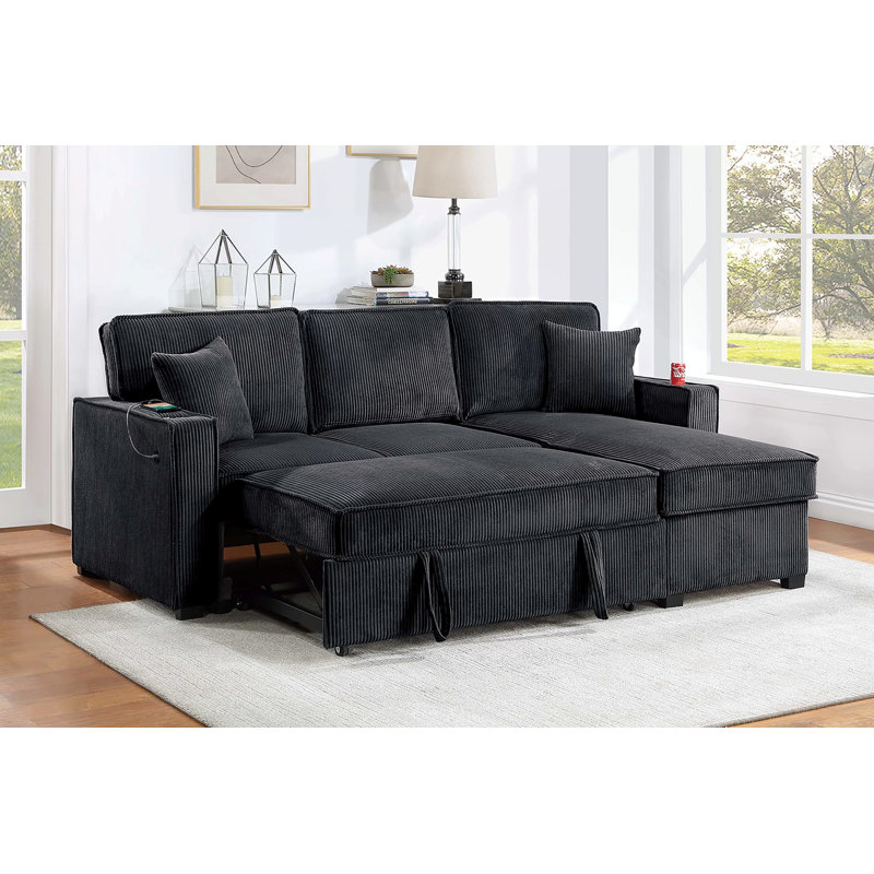 Canapé modulaire Palomino, Velours côtelé noir