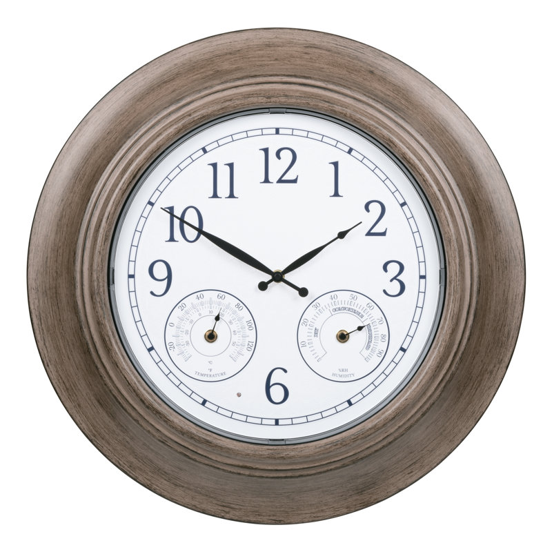 Aerick 21 in. Outdoor Quartz Wall Clock with Illuminated Backlight