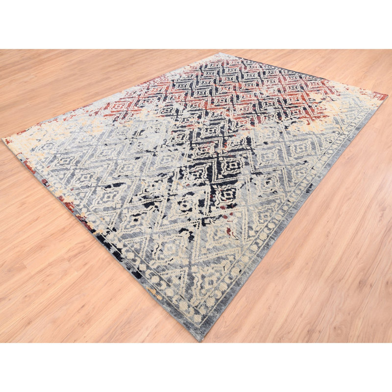 Tapis noué à la main 9 pi x 12 pi 1 po argenté 9 pi x 12 pi 1 po 67AAE63CC63E40DD8ECB4AB061F2AE40