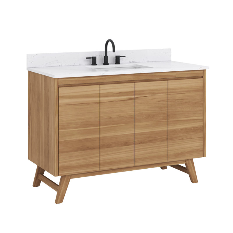 Coventry 49" Natural Teak Bath Vanity with White Stone Top