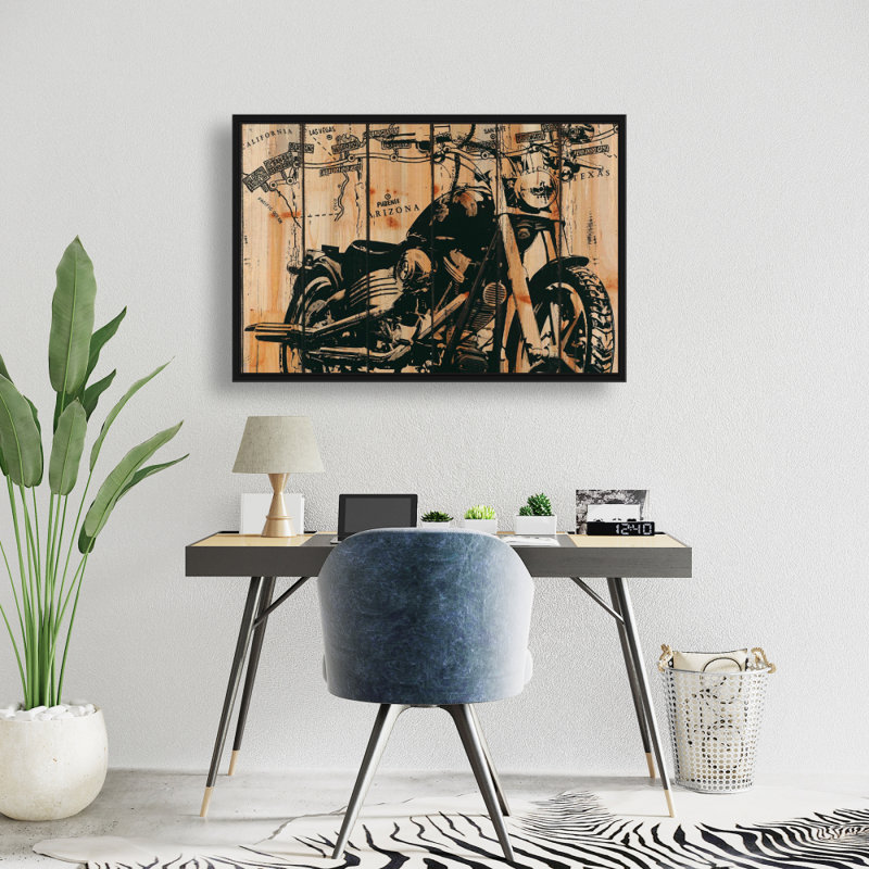 " Motorcycle On Wood Background "