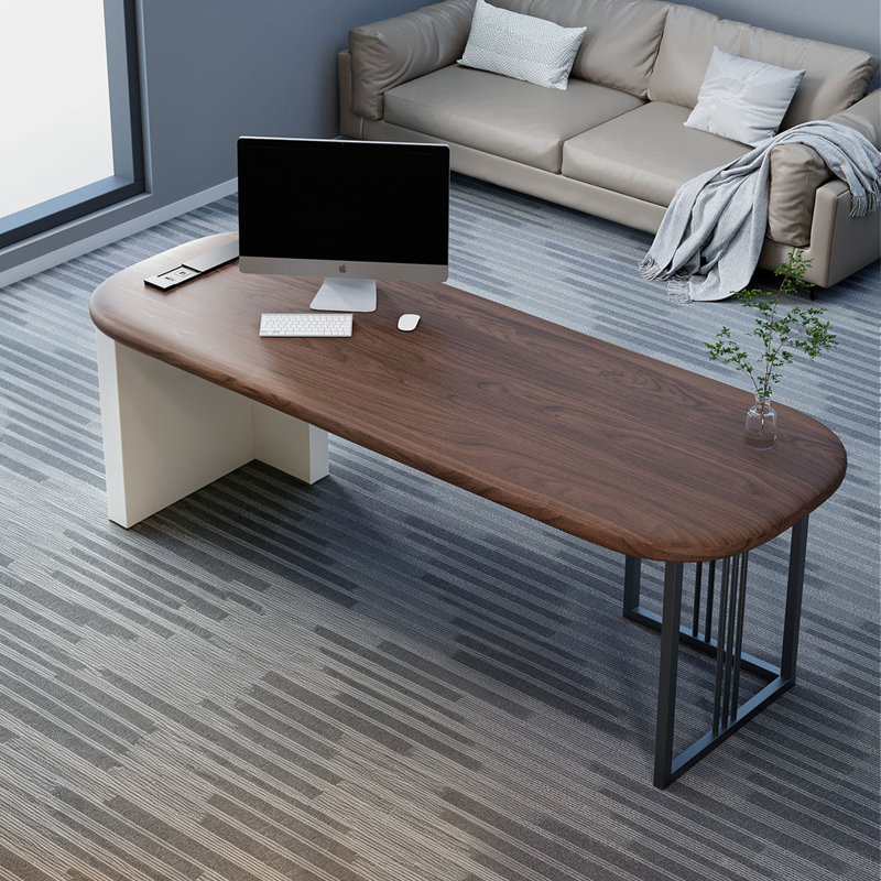 Bureau rectangulaire en bois massif noyer, 29.53" H x 47.24" W x 23.62" D