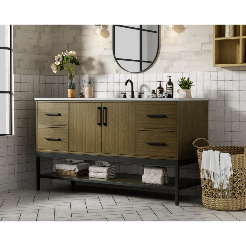 Meuble-lavabo simple 60 po, Brun châtaigne