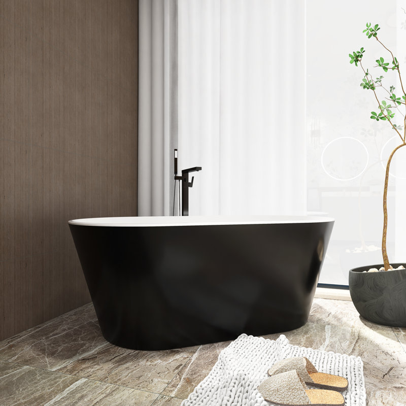 Baignoire de trempage autoportante 59 po. X 31 po. En noir et blanc