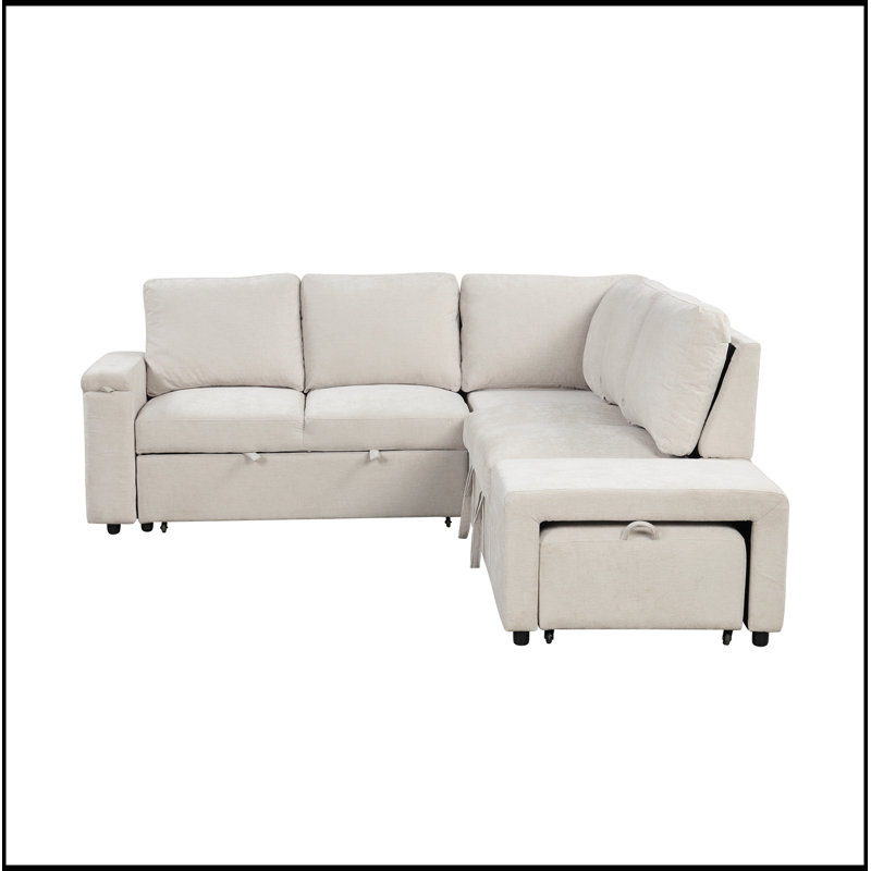 Canapé avec espace de rangement, ports USB et porte-gobelets sur les accoudoirs, Beige