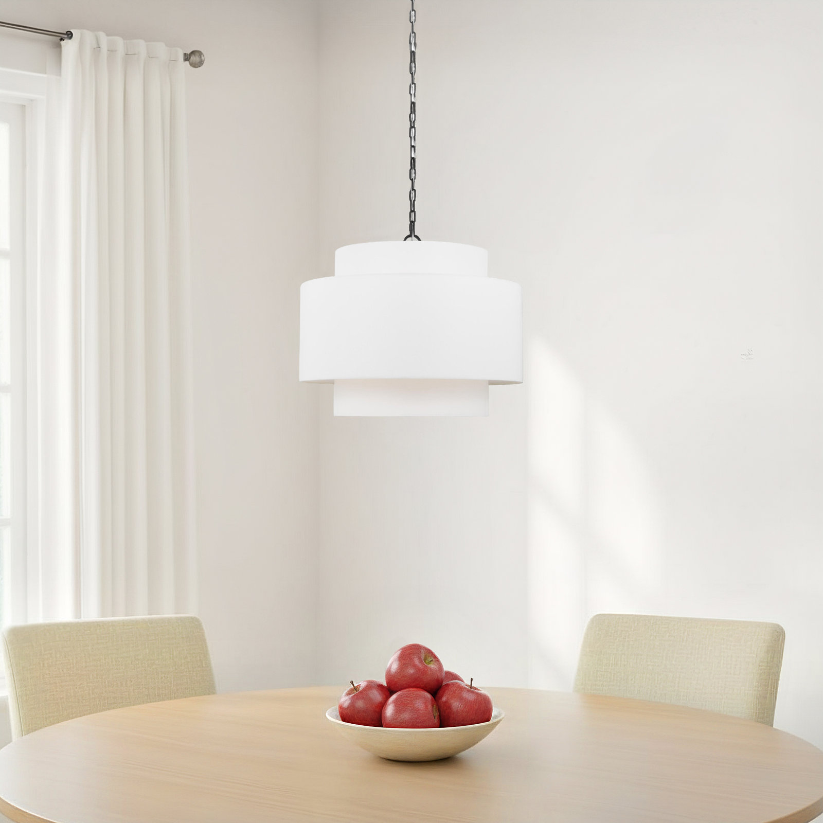 3 Light Linen Steel Dimmable Pendant