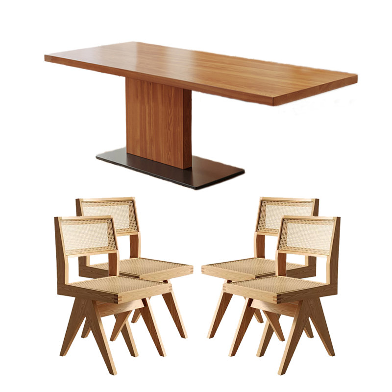 Solid wood ash dining table set, 29.53" H x 70.87" L x 31.5" W