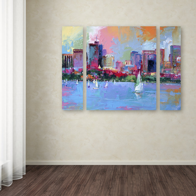 «Boston 3» par Westra, ensemble de 3 reproductions d'art sur toiles tendues, H 24 po x l 32 po x P 2 po