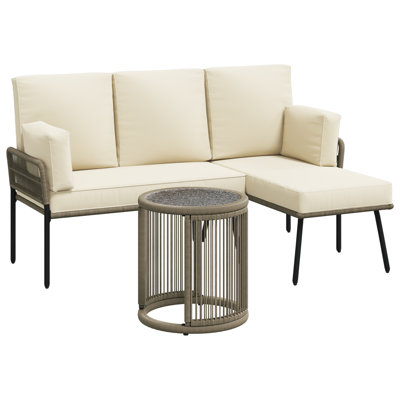 Canapé modulaire d'extérieur avec coussins Jennamarie