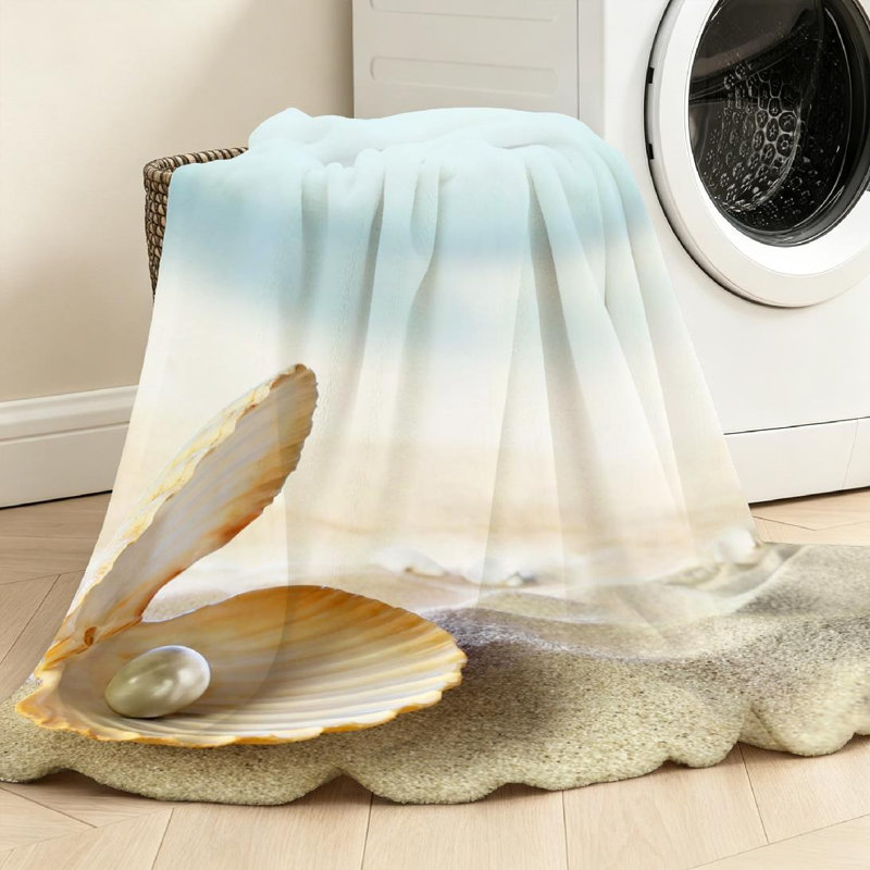 Jeté transparent en flanelle de polaire ultra douce, une coquille ouverte avec une impression d'un seul côté, Throw 50" x 60"