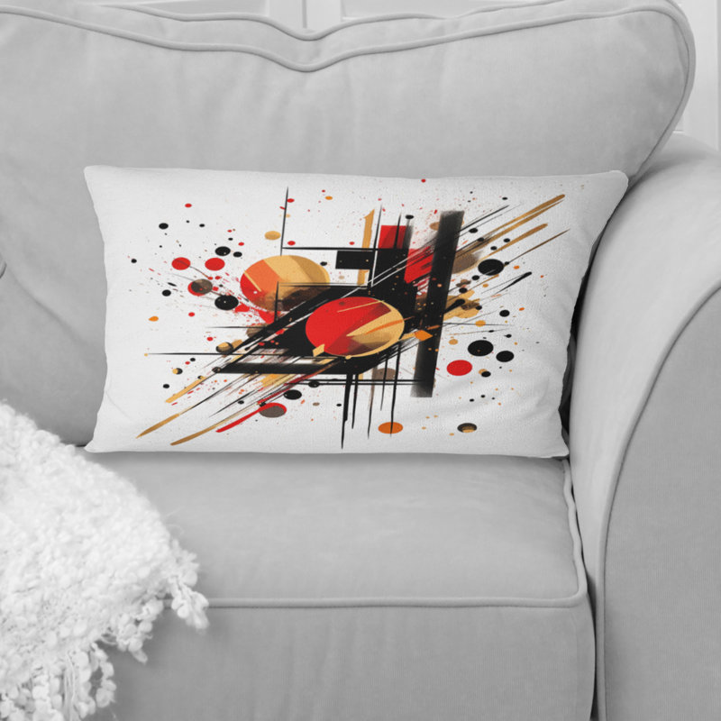 Red And Black Abstract Dreamscape II - Abstract Shapes Printed Throw Pillow