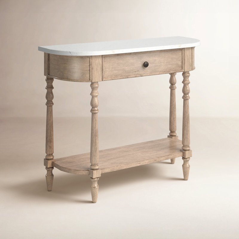 Danielle Marble 40" one- drawer Console Table, Sandalwood Beige
