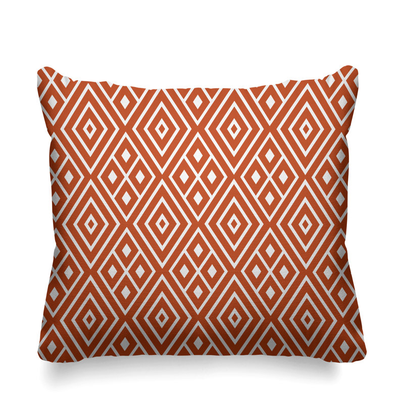 Aima Geometric Outdoor Reversible Throw Pillow, 17W" x 17H", Orange