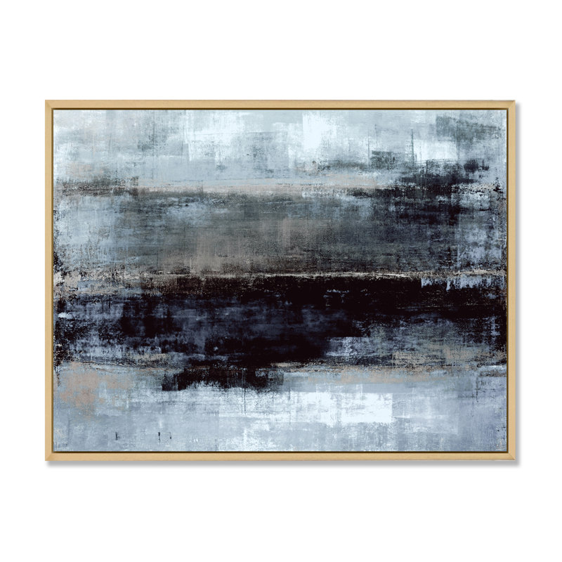 «Blue Meets Beige Abstract Art II», reproduction d'art sur toile, H 24 po x l 36 po x P 1 po