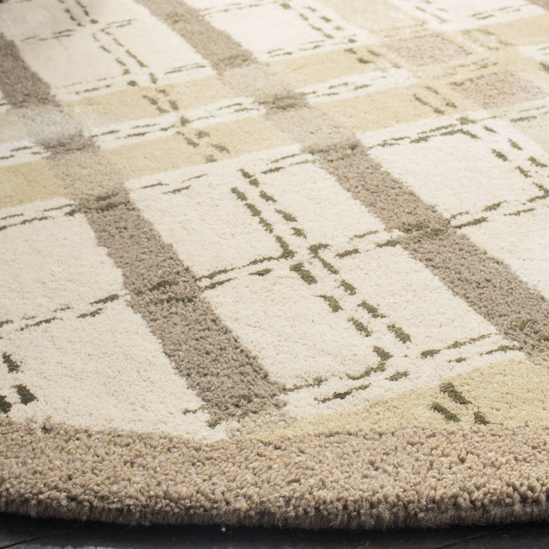Martha Stewart Hand Tufted Wool/Viscose Plaid Rug in Sharkey Gray, Runner 2'3" x 10'