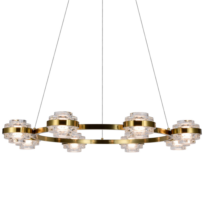 Milano 33-In Ring 8-Light Height Adjustable ETL Certified Integrated LED Circular Chandelier, Antique Brass