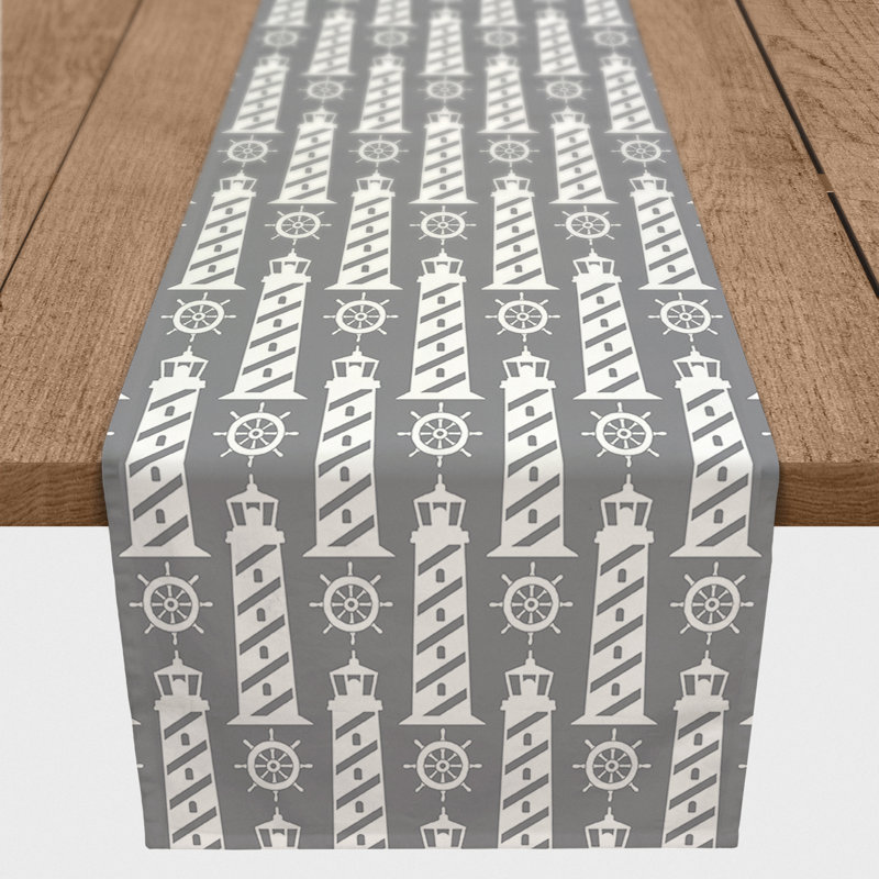 Mclain Geometric Table Runner, 72" L x 16" W, Light Gray