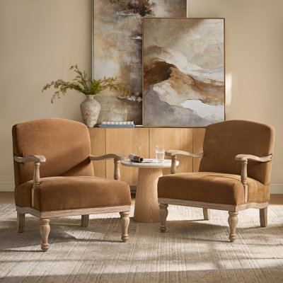 Williamstown 27.75"W Farmhouse Accent Chair With Solid Wood Armrests