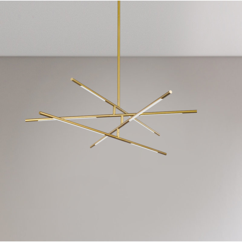 8 - Light Geometric LED Chandelier, Gold